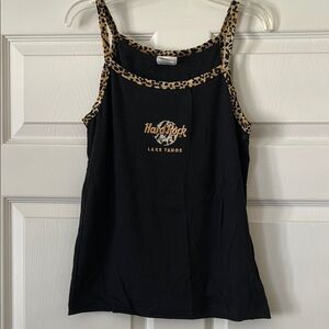 Hard Rock Cafe Black Tank with Leopard Trim